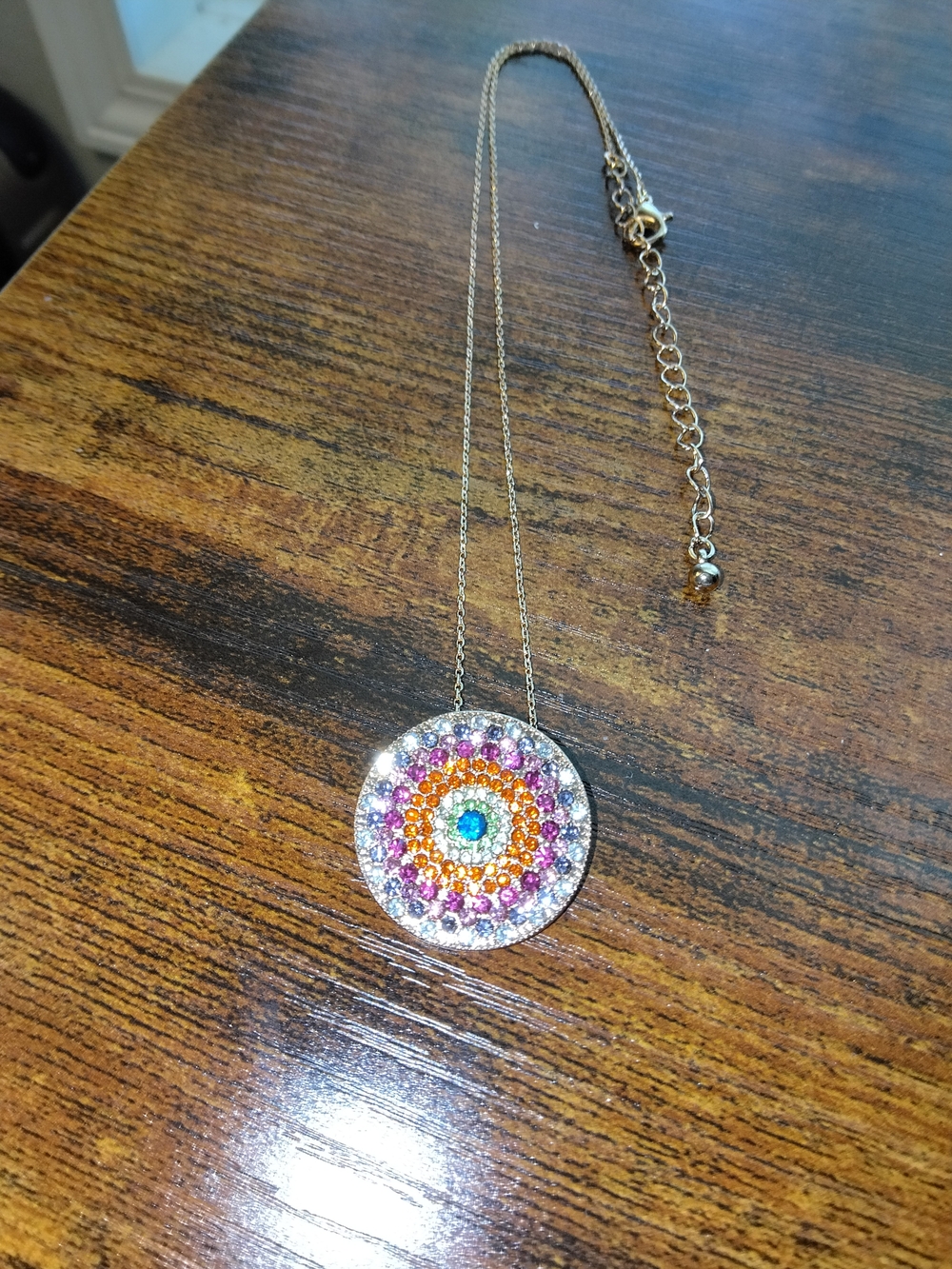 Multicolor Crystal Circle Pendant Necklace - Women Jewelry